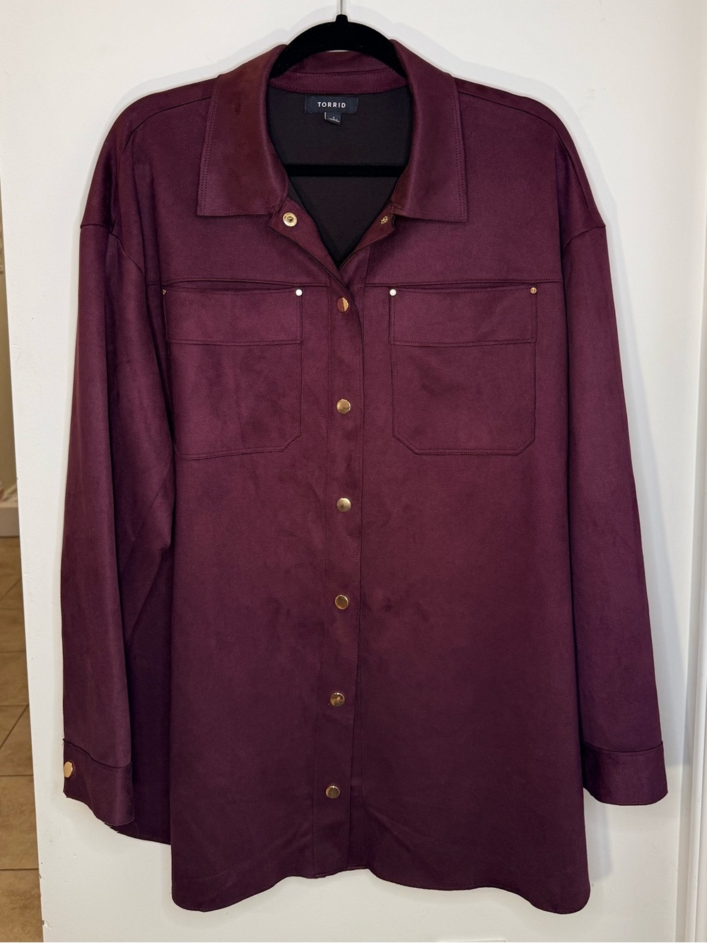Torrid Winetasting Burgundy Faux Suede Shacket Size 1X